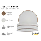 Ceramic Dinner Plates Set Of 6 Pieces, Off White | Ceramic Plates Set With Matte Finish - Premium Stoneware | Dinner Plates Ceramic - Japandi Dinner Plates